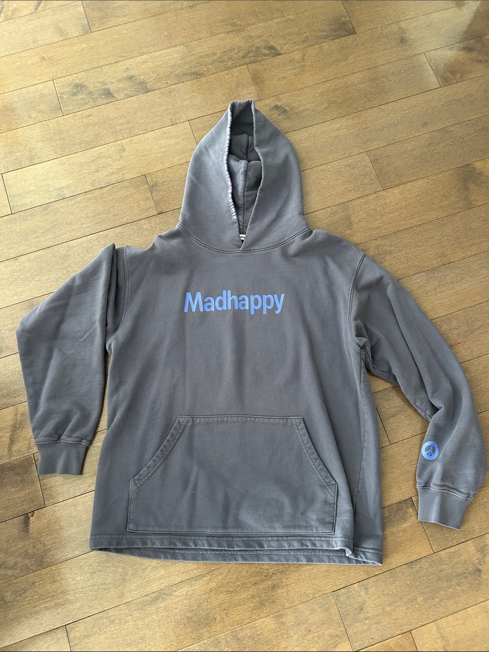 Madhappy Kids Pullover Hoodie in Gray with Blue Logo